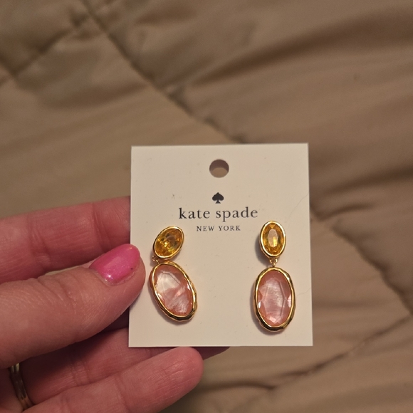 kate spade Jewelry - kate spade gold and pink drop earrings